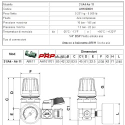 Pressure Regulator With Round Pressure Gauge Ani 31/A4 - Air 11